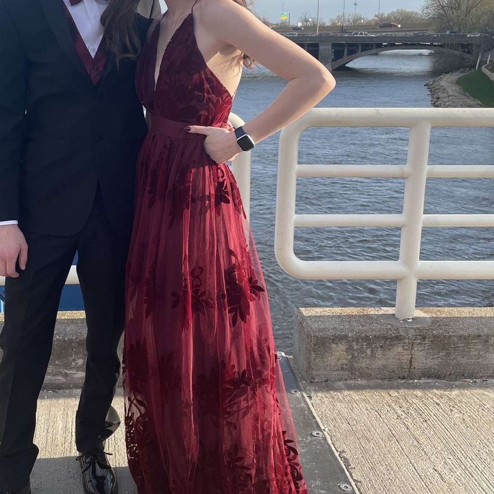 Long velvet dress size small red